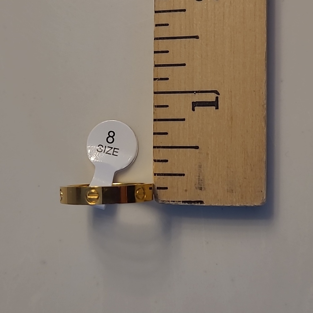 Love Ring w/ Screw Design Gold-tone Unisex Style Size 8 - Picture 8 of 12